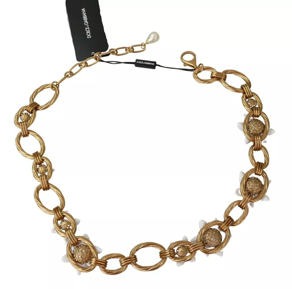 Collier Dolce &amp; Gabbana en laiton doré avec chaîne surdimensionnée et fleurs de lys
