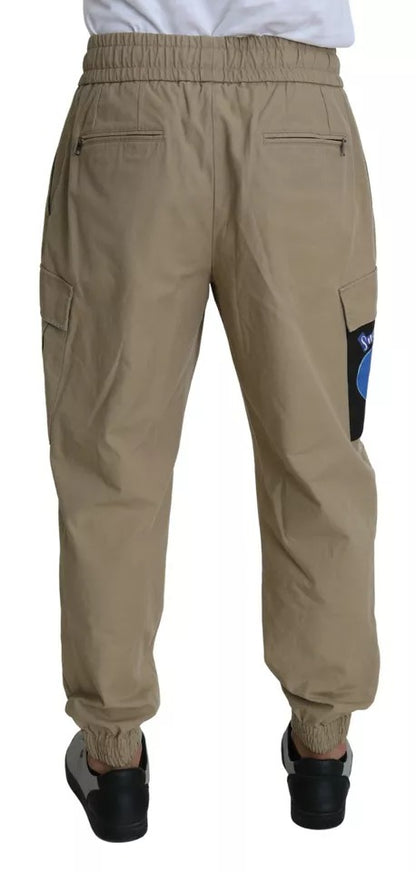 Dolce & Gabbana Beige Pin Up Print Cargo Pants by Dolce & Gabbana