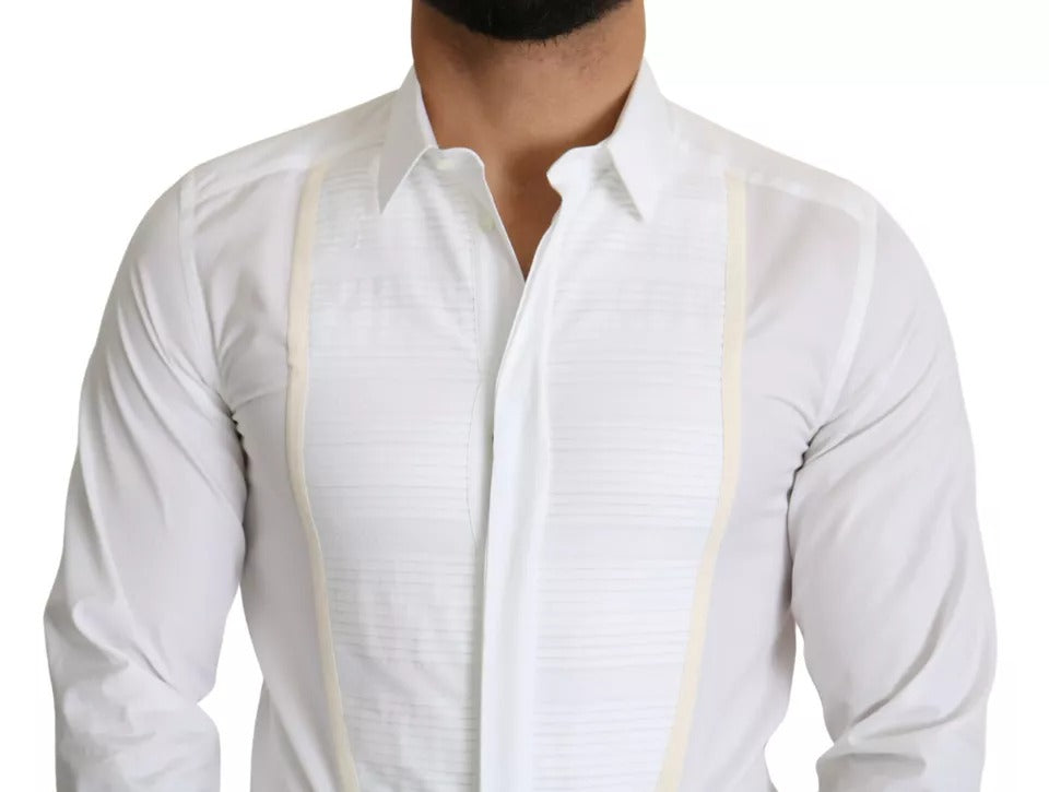Dolce & Gabbana White Formal Tuxedo Dress GOLD Shirt by Dolce & Gabbana