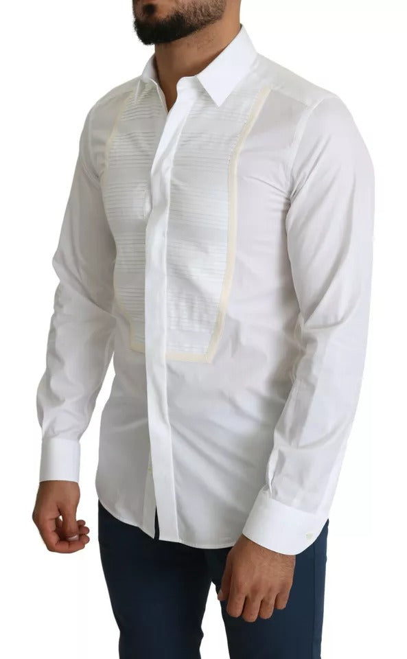 Dolce & Gabbana White Formal Tuxedo Dress GOLD Shirt by Dolce & Gabbana