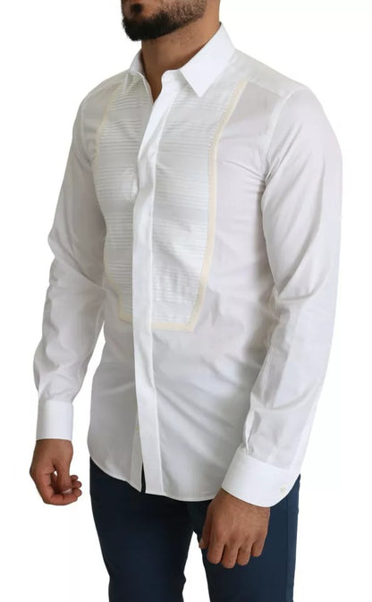 Dolce & Gabbana White Formal Tuxedo Dress GOLD Shirt by Dolce & Gabbana