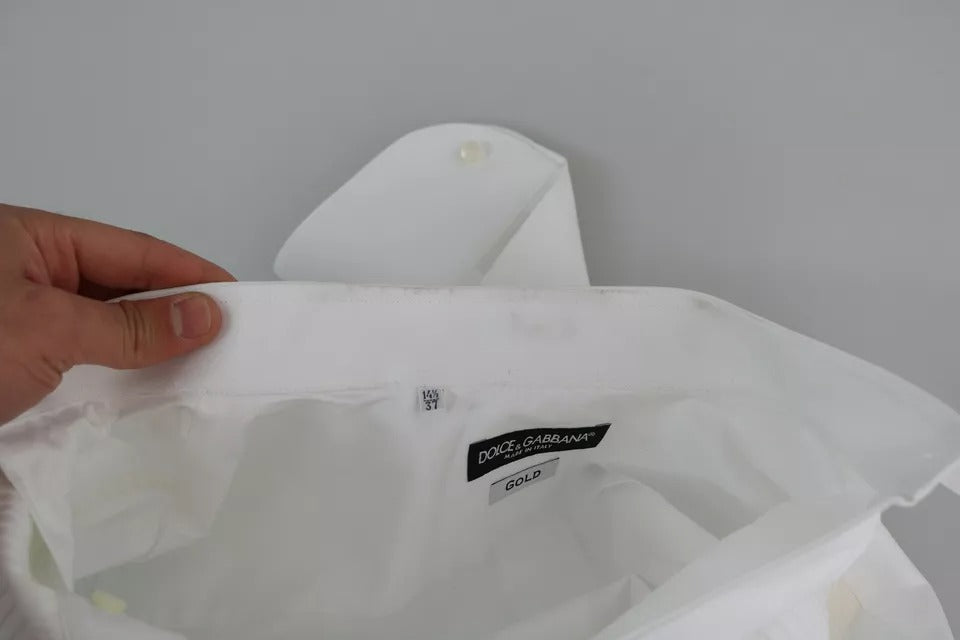 Dolce & Gabbana White Formal Tuxedo Dress GOLD Shirt by Dolce & Gabbana