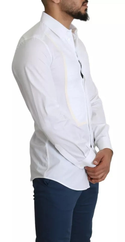 Dolce & Gabbana White Formal Tuxedo Dress GOLD Shirt by Dolce & Gabbana