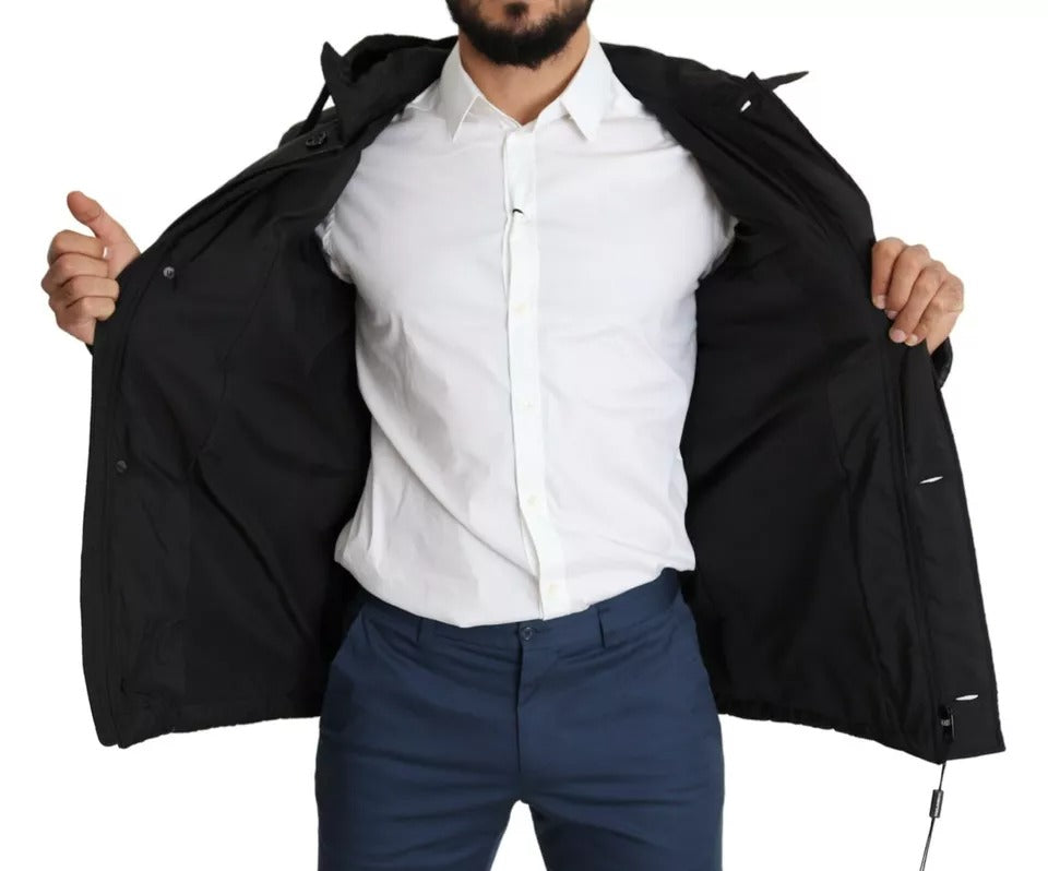 Dolce & Gabbana Black Hooded Polyester Men Coat Puffer Jacket by Dolce & Gabbana