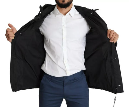 Dolce & Gabbana Black Hooded Polyester Men Coat Puffer Jacket by Dolce & Gabbana