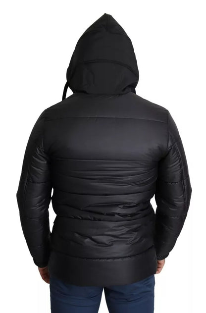 Dolce & Gabbana Black Hooded Polyester Men Coat Puffer Jacket by Dolce & Gabbana