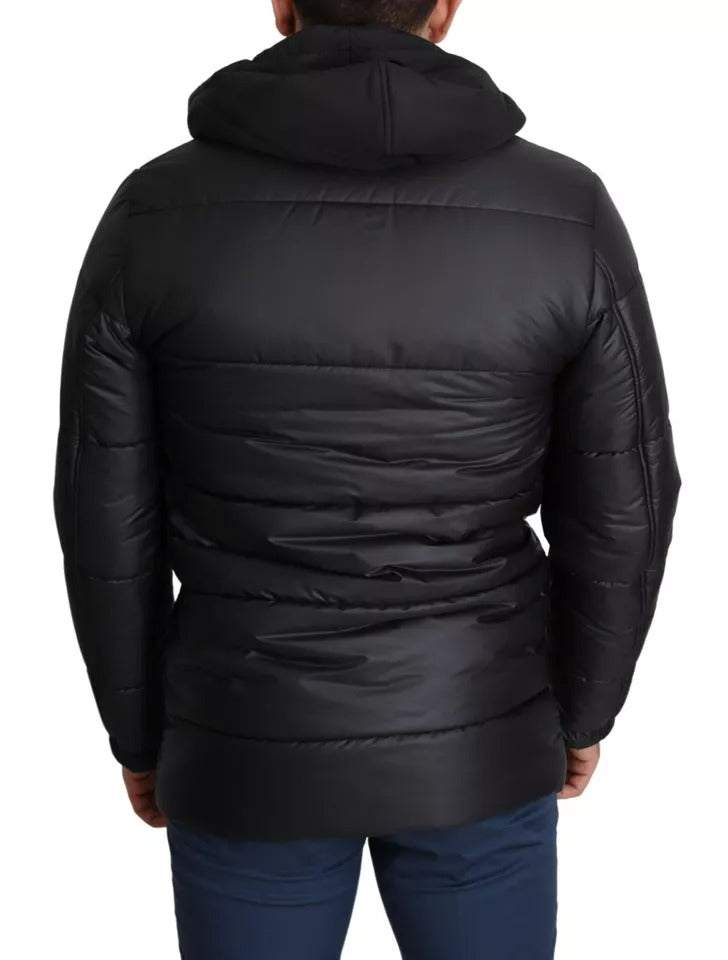 Dolce & Gabbana Black Hooded Polyester Men Coat Puffer Jacket by Dolce & Gabbana