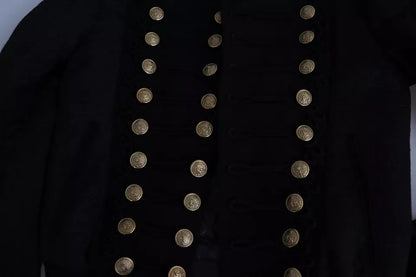Dolce & Gabbana Black Button Embellished Military Jacket by Dolce & Gabbana