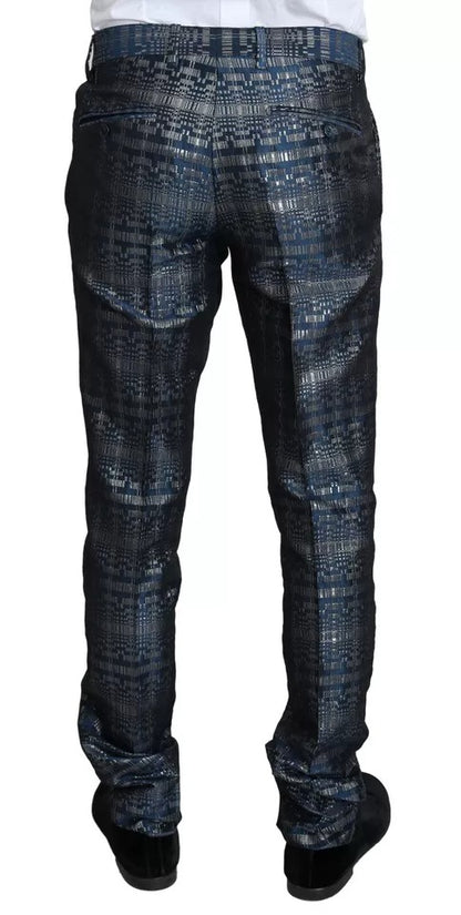 Dolce & Gabbana Blue Silver Shiny 2 Piece Slim GOLD Suit by Dolce & Gabbana