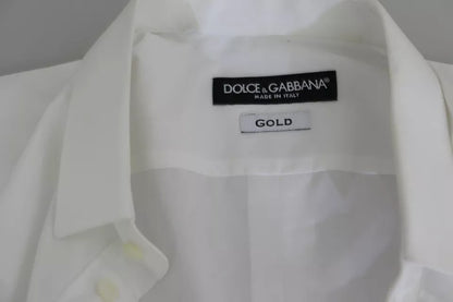 Dolce & Gabbana White Cotton Formal Dress Top GOLD Shirt by Dolce & Gabbana
