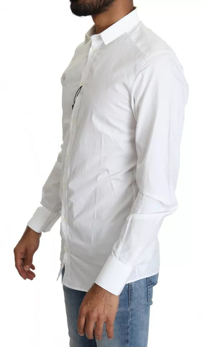 Dolce & Gabbana White Cotton Formal Dress Top GOLD Shirt by Dolce & Gabbana