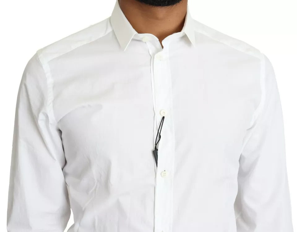 Dolce & Gabbana White Cotton Formal Dress Top GOLD Shirt by Dolce & Gabbana