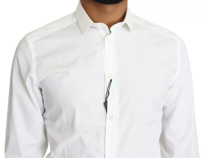 Dolce & Gabbana White Cotton Formal Dress Top GOLD Shirt by Dolce & Gabbana