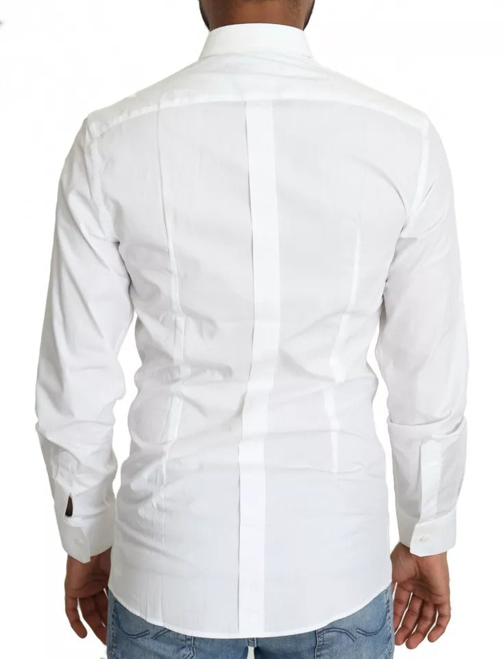 Dolce & Gabbana White Cotton Formal Dress Top GOLD Shirt by Dolce & Gabbana