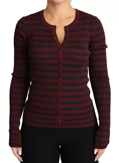 Dolce & Gabbana Black Red Striped Womens Cardigan Sweater by Dolce & Gabbana
