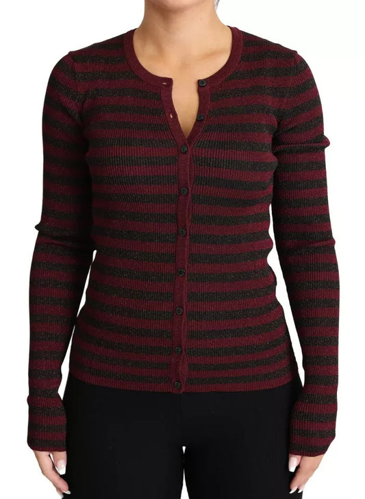 Dolce & Gabbana Black Red Striped Womens Cardigan Sweater by Dolce & Gabbana