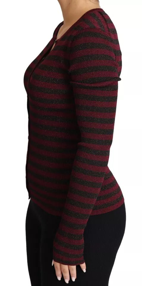Dolce & Gabbana Black Red Striped Womens Cardigan Sweater by Dolce & Gabbana