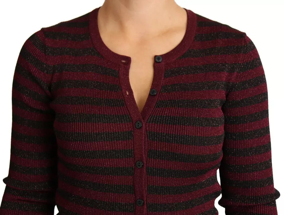 Dolce & Gabbana Black Red Striped Womens Cardigan Sweater by Dolce & Gabbana