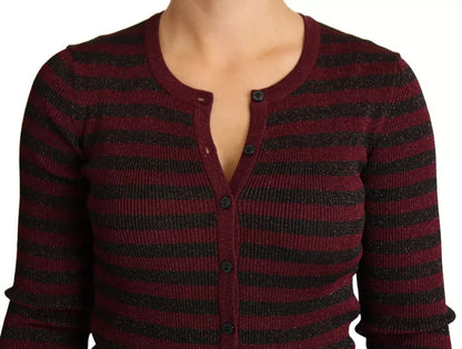 Dolce & Gabbana Black Red Striped Womens Cardigan Sweater by Dolce & Gabbana