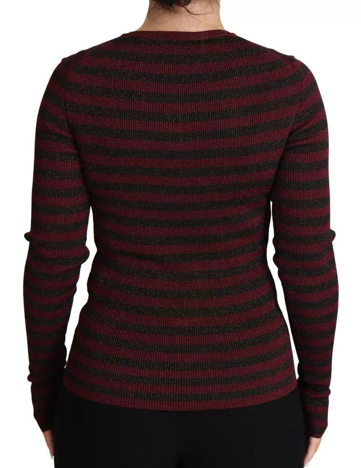 Dolce & Gabbana Black Red Striped Womens Cardigan Sweater by Dolce & Gabbana