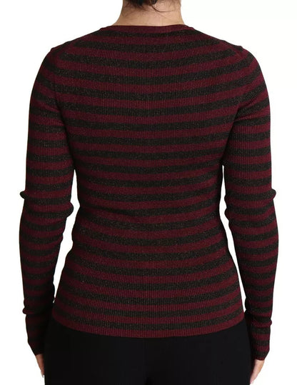 Dolce & Gabbana Black Red Striped Womens Cardigan Sweater by Dolce & Gabbana