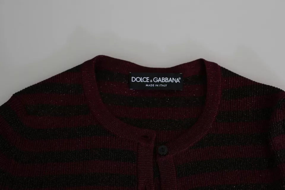Dolce & Gabbana Black Red Striped Womens Cardigan Sweater by Dolce & Gabbana