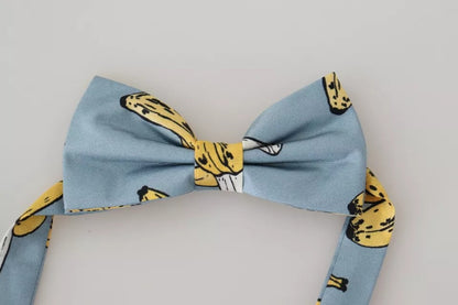 Dolce & Gabbana Light Blue Banana Print Silk Men Neck Bow Tie by Dolce & Gabbana