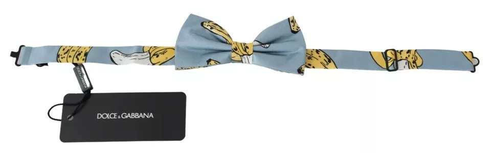 Dolce & Gabbana Light Blue Banana Print Silk Men Neck Bow Tie by Dolce & Gabbana