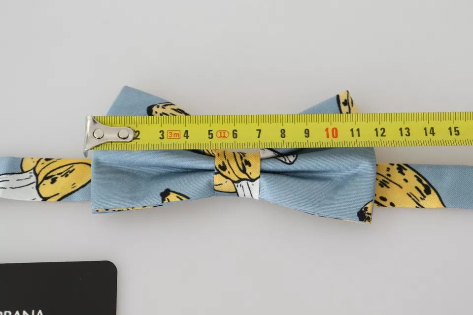 Dolce & Gabbana Light Blue Banana Print Silk Men Neck Bow Tie by Dolce & Gabbana