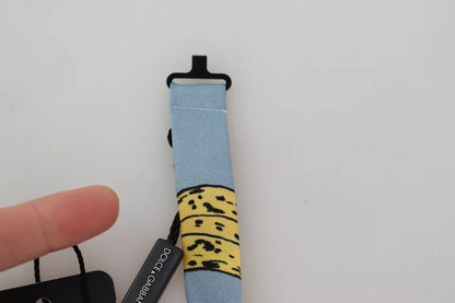 Dolce & Gabbana Light Blue Banana Print Silk Men Neck Bow Tie by Dolce & Gabbana
