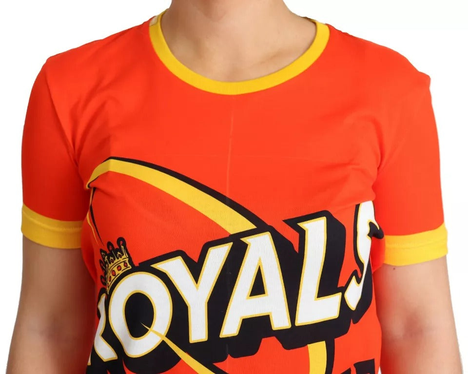 Dolce & Gabbana Orange Royals Print Round Neck T-shirt by Dolce & Gabbana