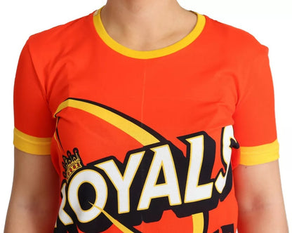 Dolce & Gabbana Orange Royals Print Round Neck T-shirt by Dolce & Gabbana
