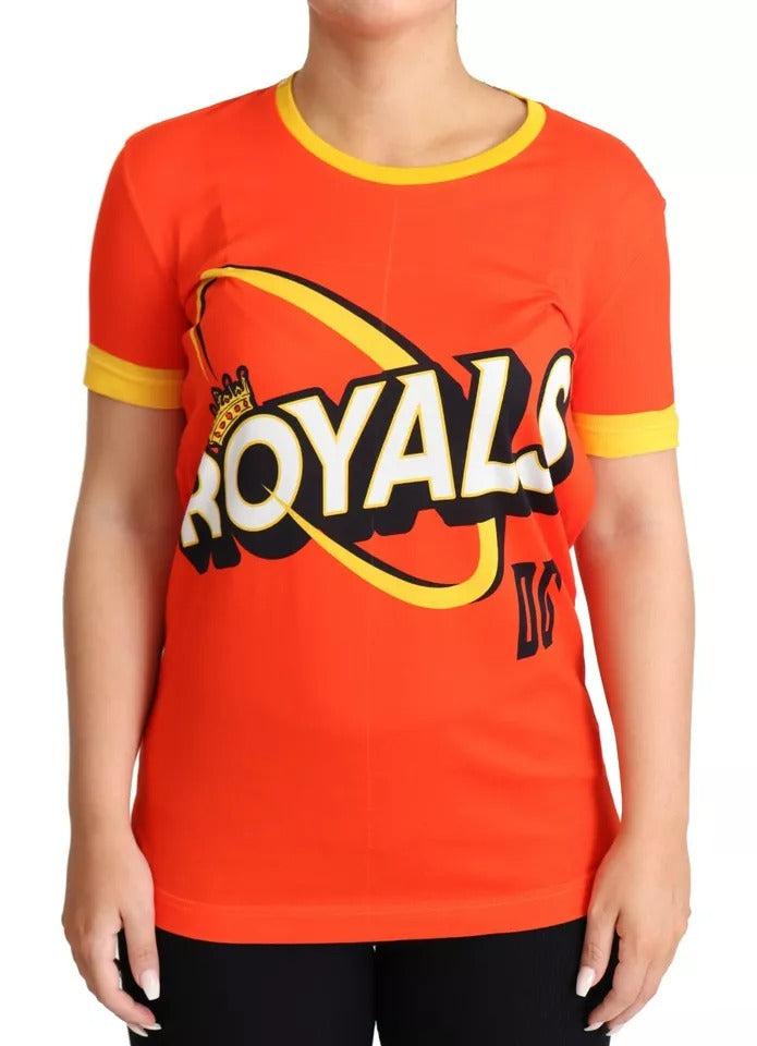 Dolce & Gabbana Orange Royals Print Round Neck T-shirt by Dolce & Gabbana