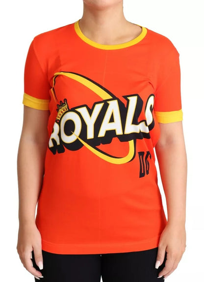 Dolce & Gabbana Orange Royals Print Round Neck T-shirt by Dolce & Gabbana