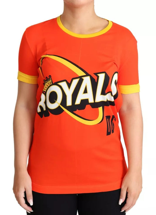 Dolce & Gabbana Orange Royals Print Round Neck T-shirt by Dolce & Gabbana
