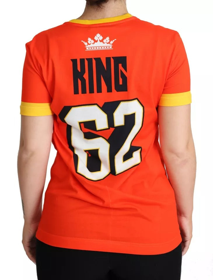 Dolce & Gabbana Orange Royals Print Round Neck T-shirt by Dolce & Gabbana