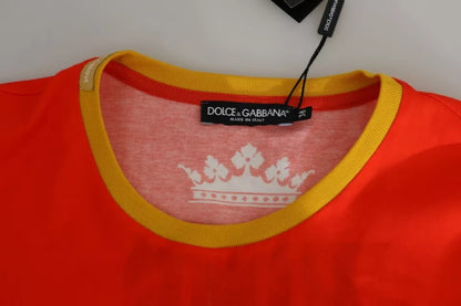 Dolce & Gabbana Orange Royals Print Round Neck T-shirt by Dolce & Gabbana