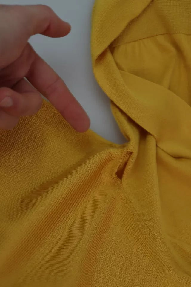 Dolce & Gabbana Yellow Silk Knit Pullover Ascot Collar Top by Dolce & Gabbana