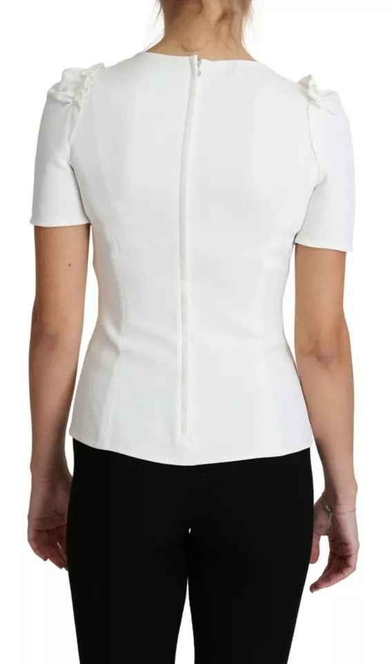 Dolce & Gabbana White Viscose Stretch Short Sleeves Blouse Top by Dolce & Gabbana