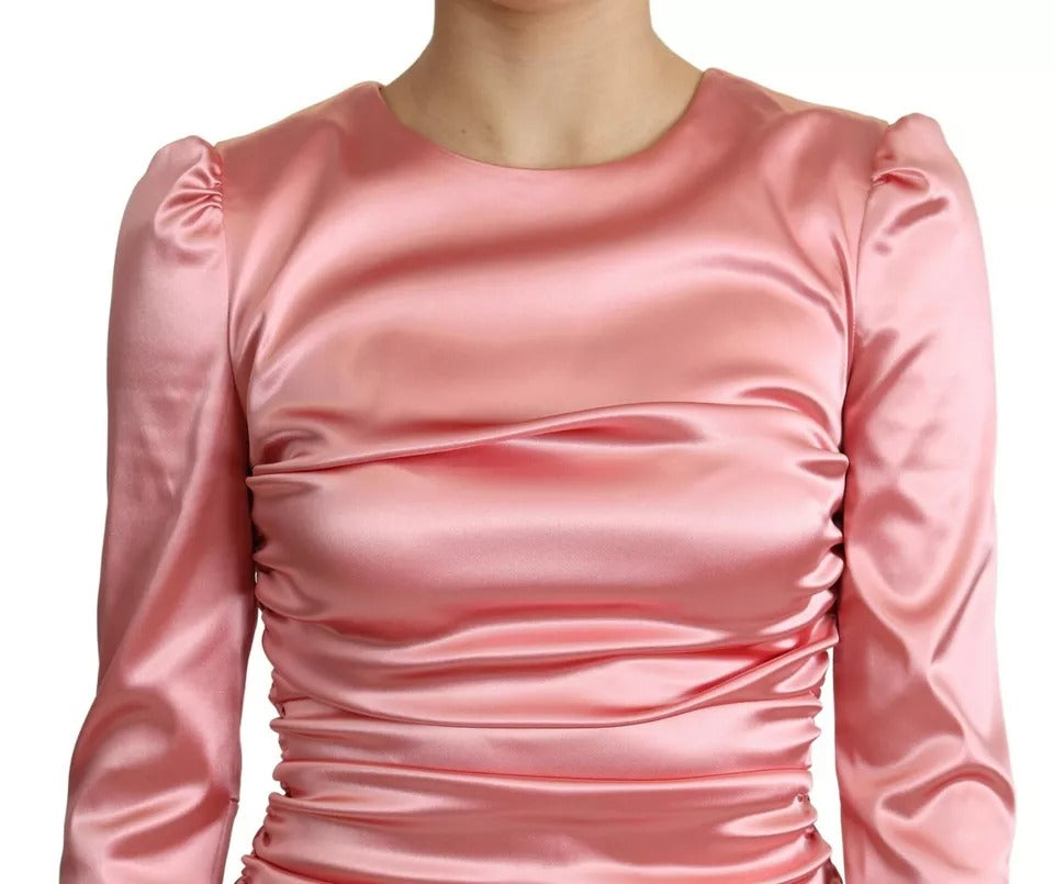 Dolce & Gabbana Pink Long Sleeves Bodycon Sheath Midi Dress by Dolce & Gabbana