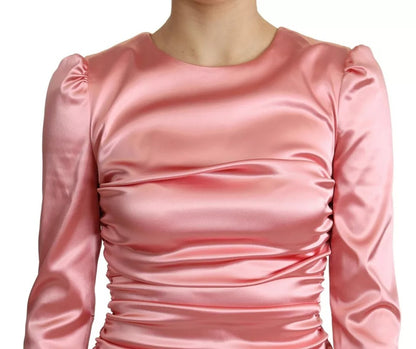 Dolce & Gabbana Pink Long Sleeves Bodycon Sheath Midi Dress by Dolce & Gabbana