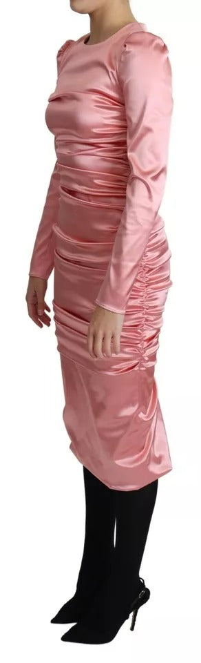 Dolce & Gabbana Pink Long Sleeves Bodycon Sheath Midi Dress by Dolce & Gabbana