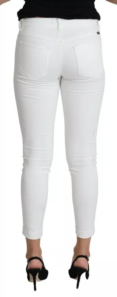 Dolce & Gabbana White Cotton Distressed Pretty Fit Denim Jeans by Dolce & Gabbana
