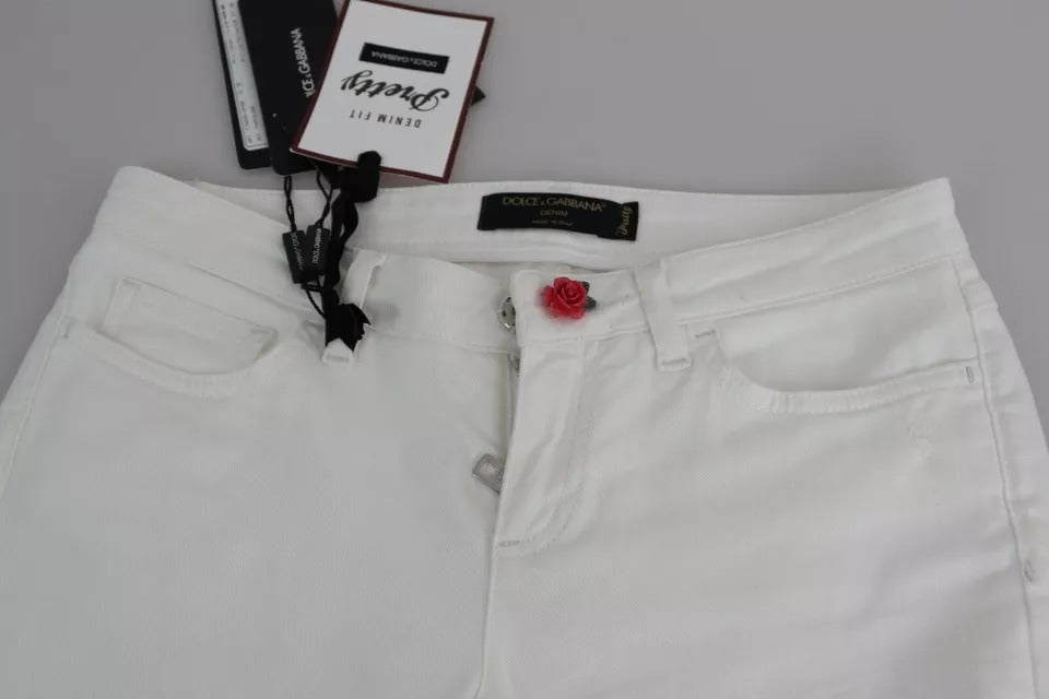 Dolce & Gabbana White Cotton Distressed Pretty Fit Denim Jeans by Dolce & Gabbana