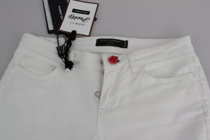 Dolce & Gabbana White Cotton Distressed Pretty Fit Denim Jeans by Dolce & Gabbana