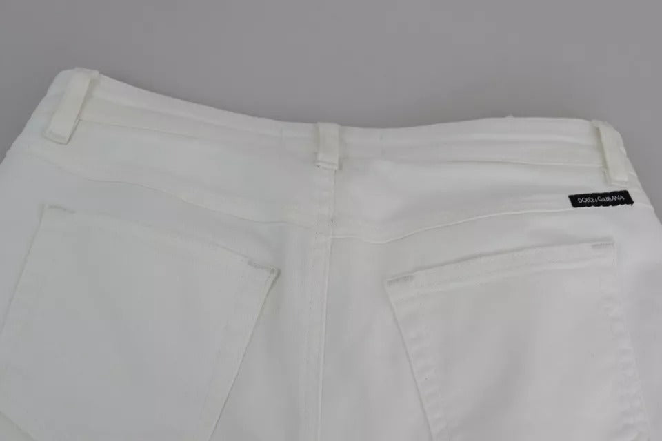Dolce & Gabbana White Cotton Distressed Pretty Fit Denim Jeans by Dolce & Gabbana