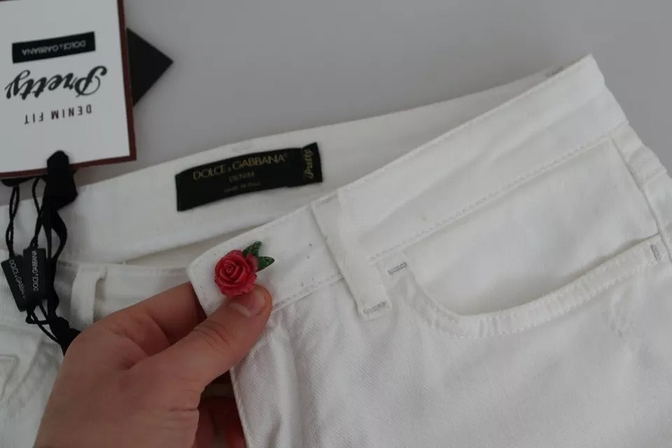 Dolce & Gabbana White Cotton Distressed Pretty Fit Denim Jeans by Dolce & Gabbana