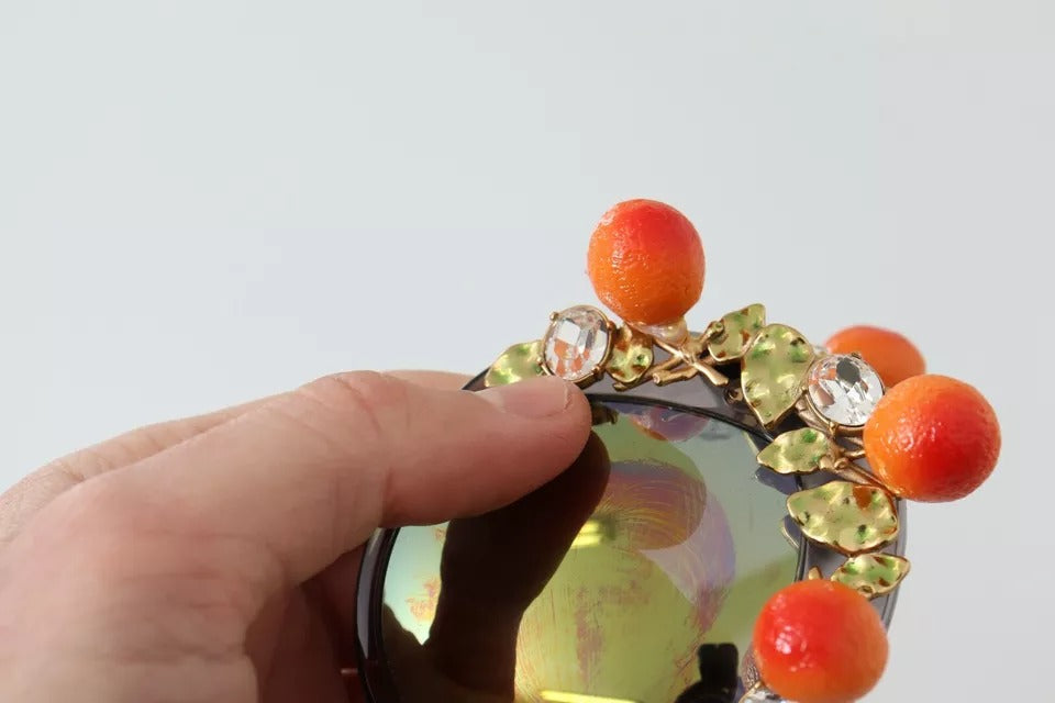 Dolce & Gabbana DG4283B Acetate Crystals Orange Applique Sunglasses by Dolce & Gabbana