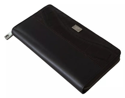 Portefeuille continental zippé en cuir exotique marron Dolce &amp; Gabbana