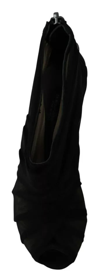 Dolce & Gabbana Black Tulle Ankle Boots Stiletto Heels Shoes by Dolce & Gabbana